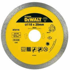 Disque Pour Scie à Carrelage Portative DWC410 à Sec Ou à L'eau 110x20mm DEWALT - DT3715-QZ