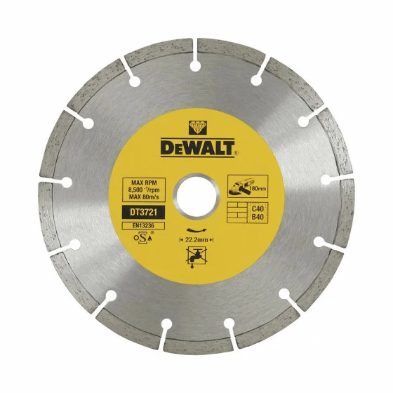 Disque Fritté Segmenté Pour Matériaux De Construction/béton 180x22.2mm DEWALT - DT3721-QZ 1 Disque Fritté Segmenté Pour Matériaux De Construction/béton 180x22.2mm DEWALT - DT3721-QZ