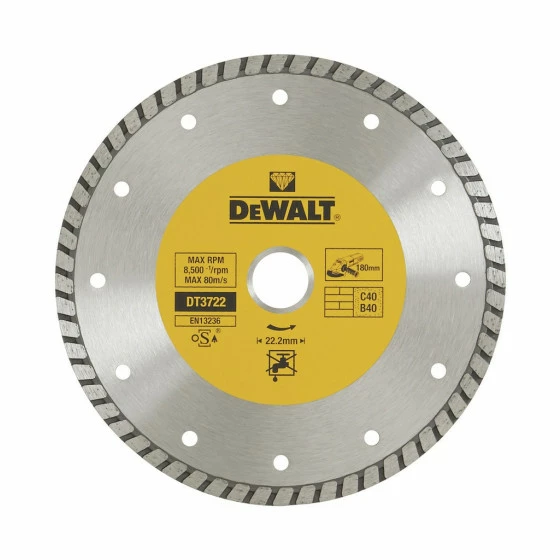 Disque Turbo Pour Matériaux De Construction/béton 180x22.2mm DEWALT - DT3722-QZ 1 Disque Turbo Pour Matériaux De Construction/béton 180x22.2mm DEWALT - DT3722-QZ
