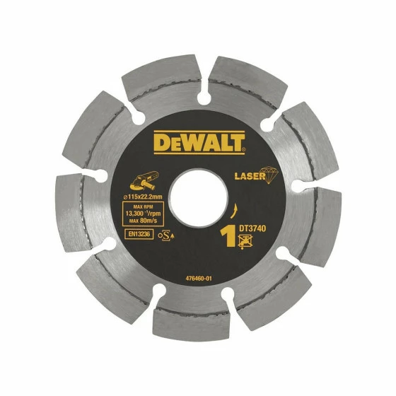 Disque Laser Pour Matériaux De Construction/béton 115x22.2mm, Hauteur Segment 7.5mm DEWALT - DT3740-XJ 1 Disque Laser Pour Matériaux De Construction/béton 115x22.2mm, Hauteur Segment 7.5mm DEWALT - DT3740-XJ