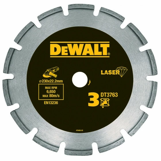 Disque Laser Pour Béton Dur/granités 125x22.2mm, Hauteur Segment 7.5mm DEWALT - DT3761-XJ 1 Disque Laser Pour Béton Dur/granités 125x22.2mm, Hauteur Segment 7.5mm DEWALT - DT3761-XJ