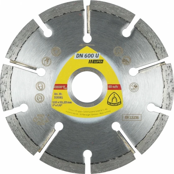 Disques à Tronçonner Diamantés DT SUPRA DN600U S 115X6X22,23 9S 7 KLINGSPOR - 330631 1 Disques à Tronçonner Diamantés DT SUPRA DN600U S 115X6X22,23 9S 7 KLINGSPOR - 330631