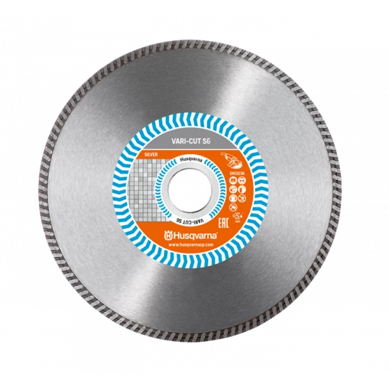 DISQUE DIAMANT HUSQVARNA VARI CUT S6 POUR MEULEUSE D'ANGLE Ø 115 MM POUR CARRELAGE DUR ET CERAMIQUE ALÉSAGE 22.2- 582211130 1 DISQUE DIAMANT HUSQVARNA VARI CUT S6 POUR MEULEUSE D'ANGLE Ø 115 MM POUR CARRELAGE DUR ET CERAMIQUE ALÉSAGE 22.2- 582211130